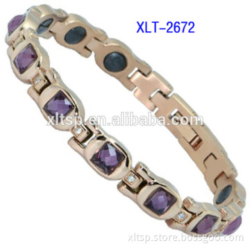 Charming design CNC zircon rose gold women stainless steel bracelet